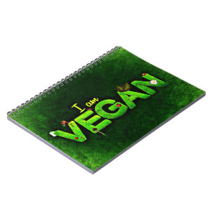 I Am Vegan Written With A Grassy Nature Texture Notebook