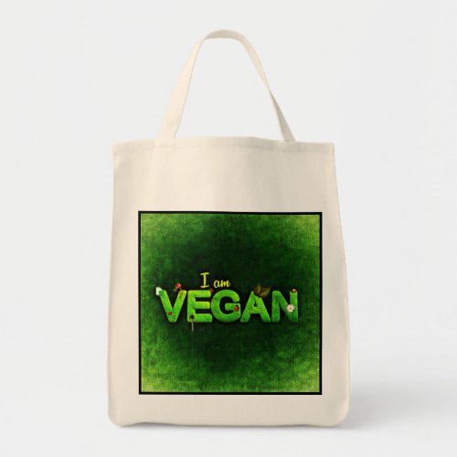 I Am Vegan Written With A Grassy Nature Texture Tote Bag