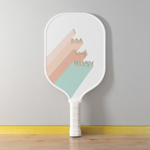 I Am Very Busy Playing Pickleball Retro Stripe Paddle