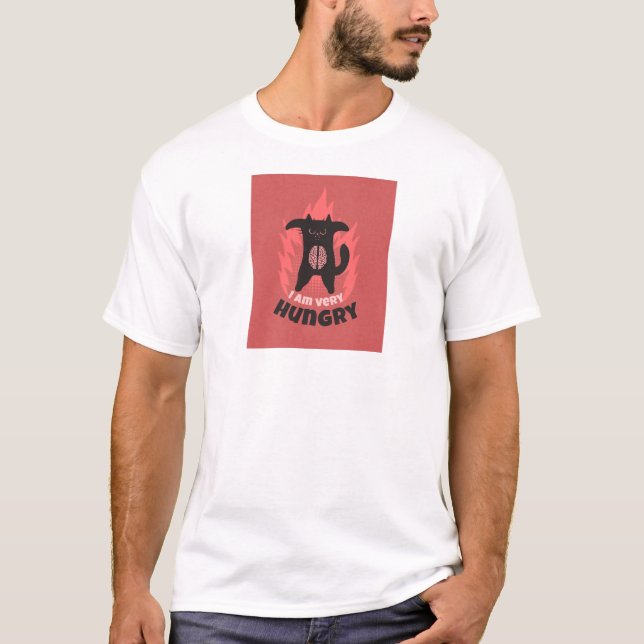 I Am Very Hungry T-Shirt – Funny Brain Cat Cute We (Front)