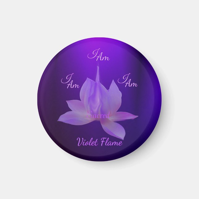 I Am Violet Flame With Lotus Magnet (Front)