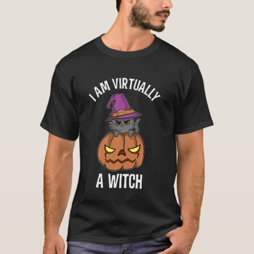 I Am Virtually A Witch Black Cat Social Distance H T_Shirt