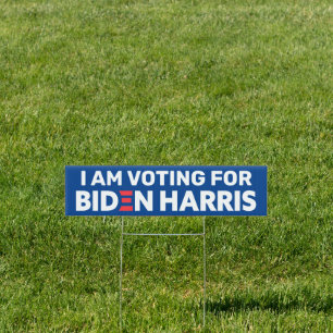 I Am Voting For Biden Harris Custom Text Blue Sign