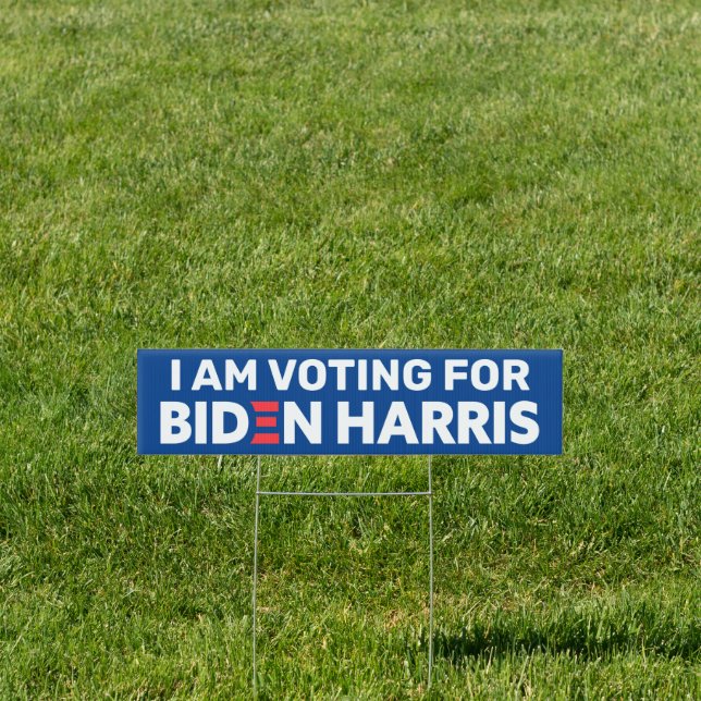 I Am Voting For Biden Harris Custom Text Blue Sign (Insitu)