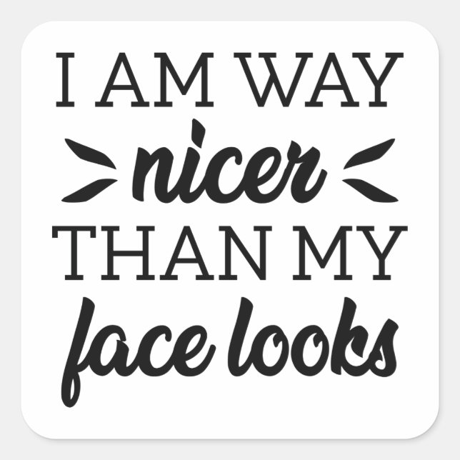I Am Way Nicer Than My Face Looks Square Sticker (Front)