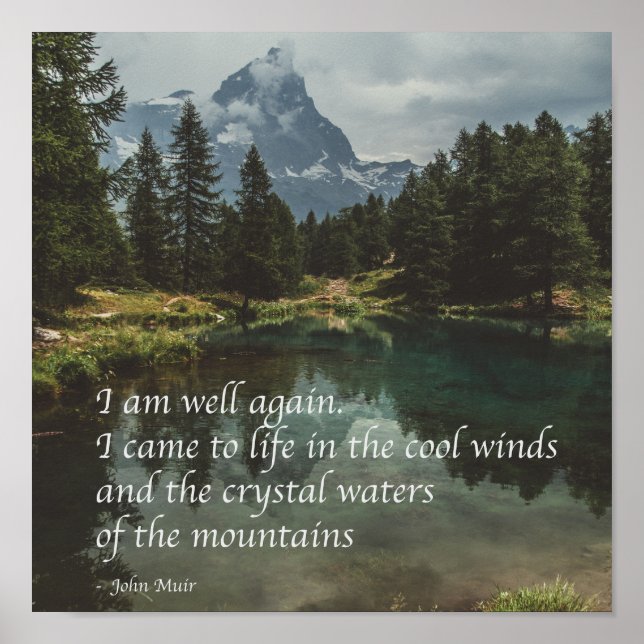 'I am well again' J Muir nature mindfulness quote  Poster (Front)
