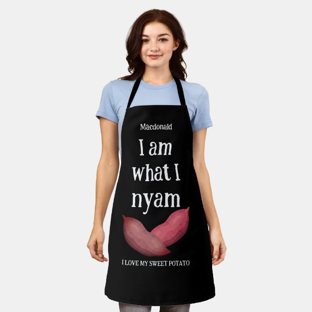 I AM WHAT I NYAM Love Sweet Potato Couples Apron (Worn)