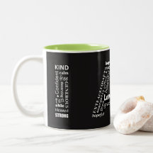 I AM white on black coffee mug