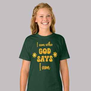 I Am Who God Says - Floral Christian Faith Based T-Shirt