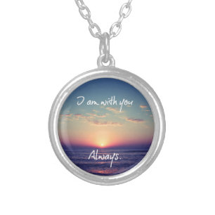 I am with you Always Bible Verse Silver Plated Necklace