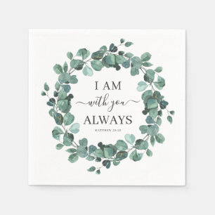 I Am With You Always Christian Verse Eucalyptus Napkins