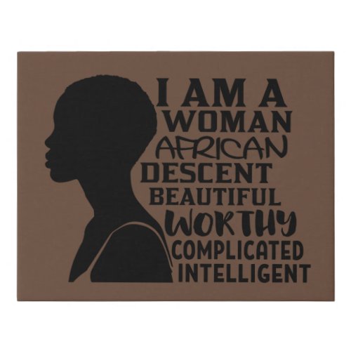 I Am Woman African Descent Short Natural Hair Faux Canvas Print