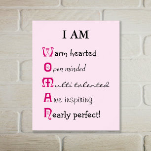 I am WOMAN inspiring text Poster