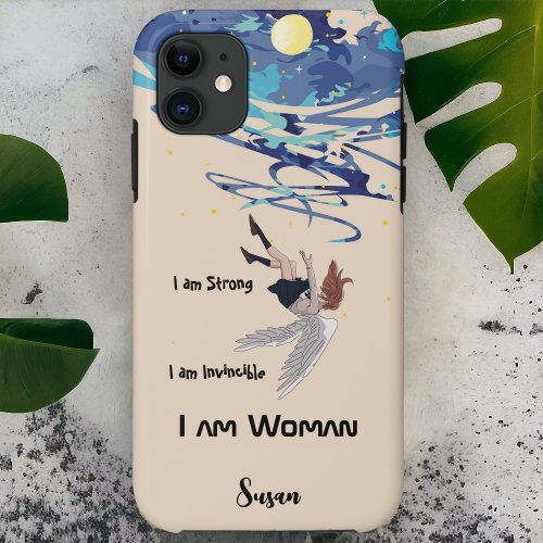 I am Woman Strong Invincible Angel Fall iPhone 11 Case