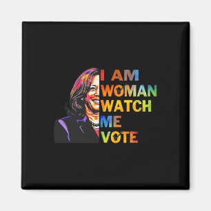 I Am Woman Watch Me Kamala Harris Waltz 24 Madam P Magnet
