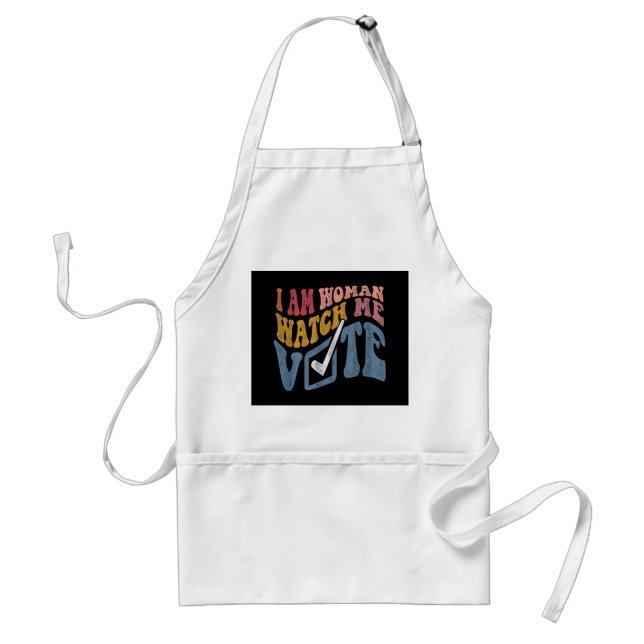 I Am Woman Watch Me Vote 2024 Blue Wave Vote Adult Apron (Front)
