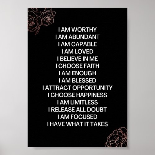 I AM WORTHY POSITIVE AFFIRMATION POSTER