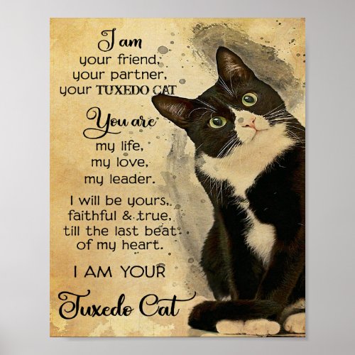 I am your friend Tuxedo Cat Mom Funny Animals Paw  Poster
