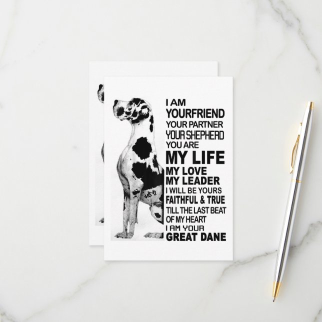 I am your friend your partner your dog Great Dane RSVP Card (Front/Back In Situ)