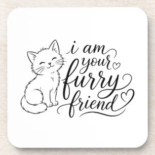 I Am Your Furry Friend Cute Pet Design Beverage Coaster