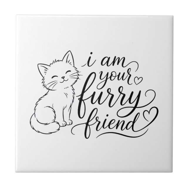 I Am Your Furry Friend Cute Pet Design Ceramic Tile (Front)