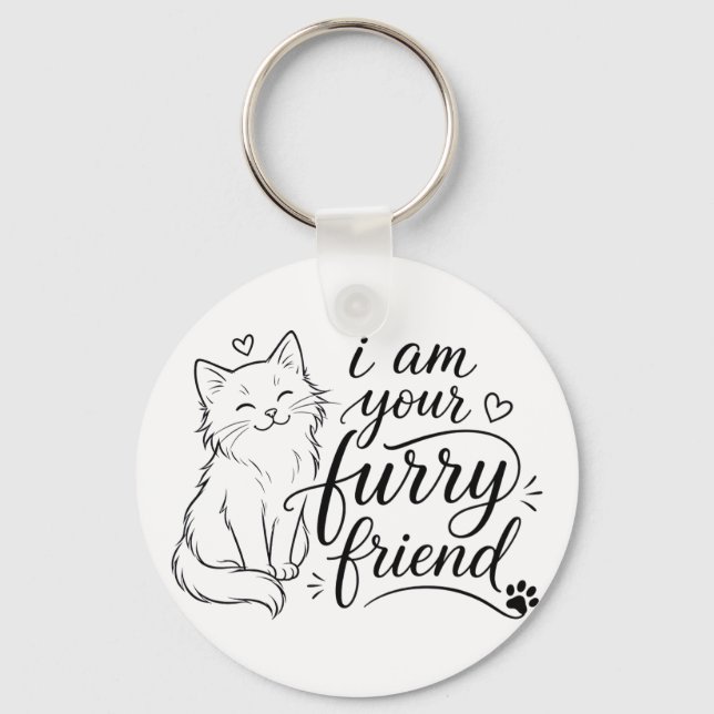 I Am Your Furry Friend Cute Pet Design Keychain (Front)