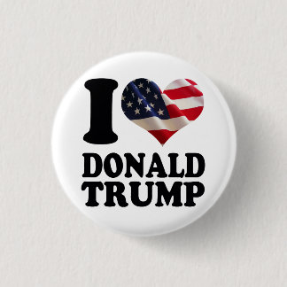 I American Flag Heart Donald Trump Pinback Button
