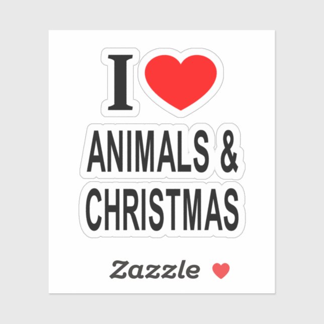 I ❤️ ANIMALS & CHRISTMAS I LOVE ANIMALS & CH Vinyl Sticker (Sheet)