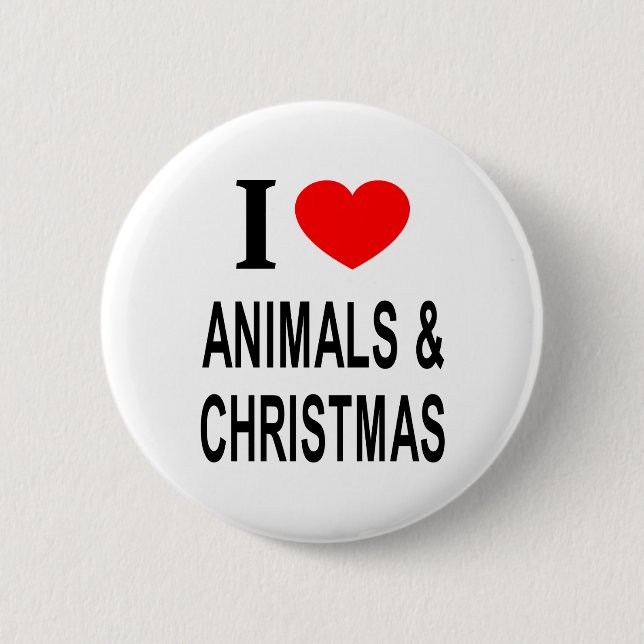 I ❤️ ANIMALS & CHRISTMAS I LOVE ANIMALS & CHRISTMA BUTTON (Front)
