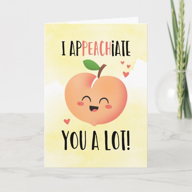 I apPEACHiate you funny thank you card peach cute (Front)