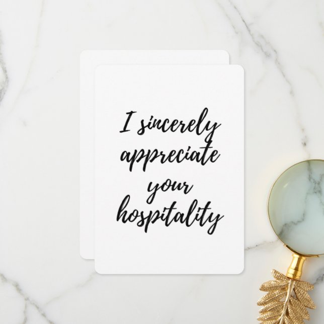 I Appreciate Your Hospitality Thank You Card (Front/Back In Situ)