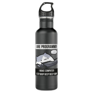 I are programmer (cat programmer)  stainless steel water bottle