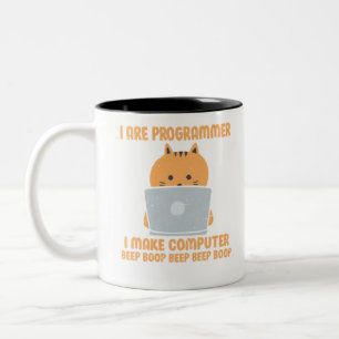 I Are Programmer I Make Computer Beep Boop Beep.pn Two-Tone Coffee Mug