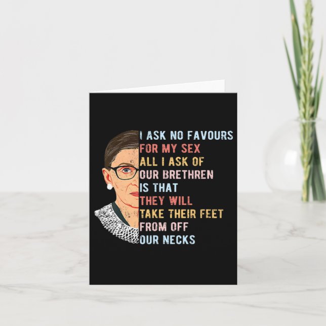 I Ask No Favor For My Feminist Women Rights  Card (Front)
