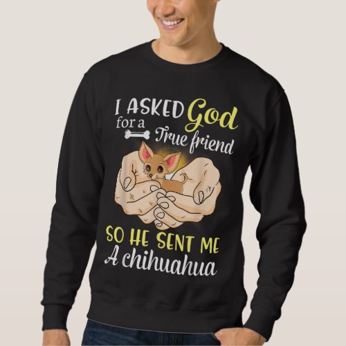 I Asked God For A True Friend So He Sent Me A Chih Sweatshirt