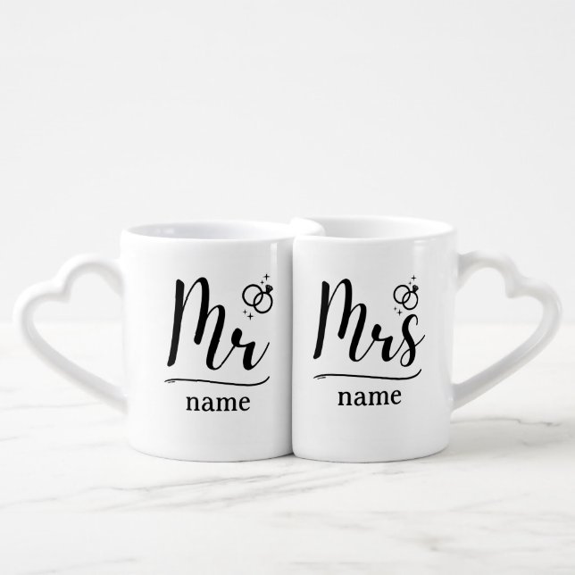 "I asked " "she said yes" | mr and mrs couple mugs (Front Nesting)