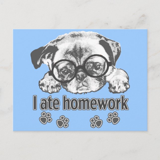 I ate homework postcard (Front)