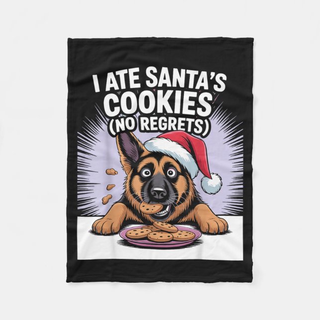 I Ate Santas Cookies Puppy Funny Christmas German  Fleece Blanket (Front)