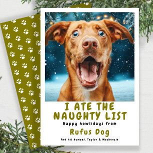 I Ate The Naughty List Dog Christmas Photo Holiday Card