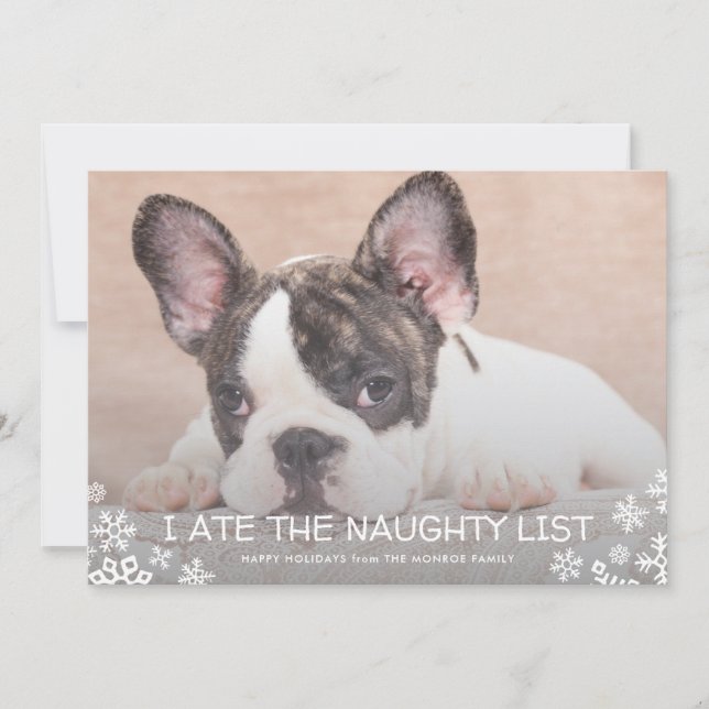 I ate the naughty list Funny Dog Christmas Card (Front)