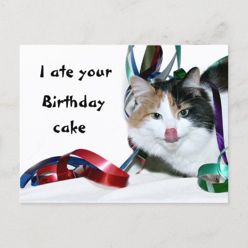 I ate your birthday cake postcard