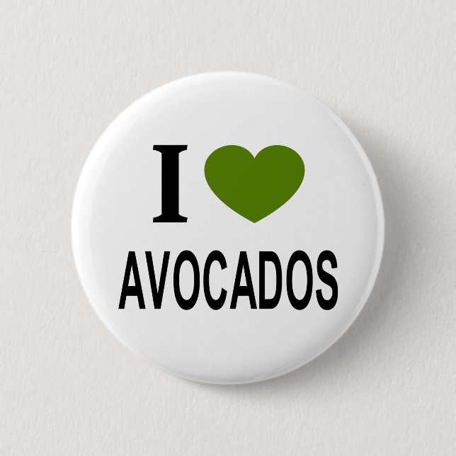 I ❤️ AVOCADOS with green heart Button (Front)