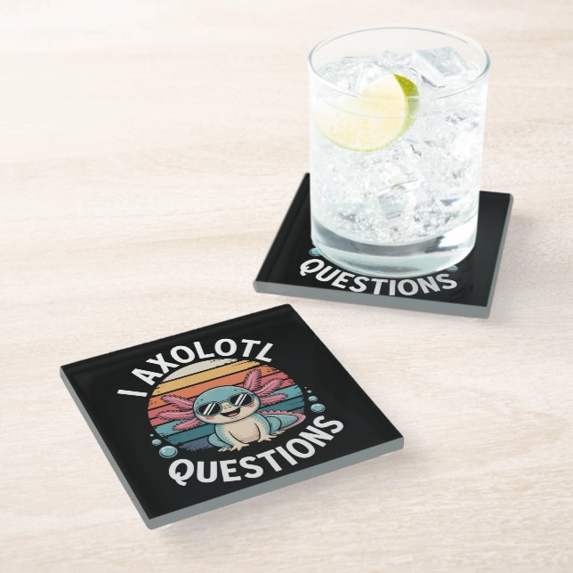 I Axolotl Questions Glass Coaster (Angled)