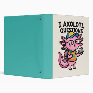 I Axolotl Questions schoolkid holds rock curiosity 3 Ring Binder