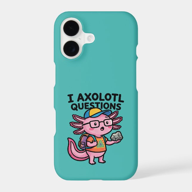 I Axolotl Questions schoolkid holds rock curiosity Case-Mate iPhone Case (Back)