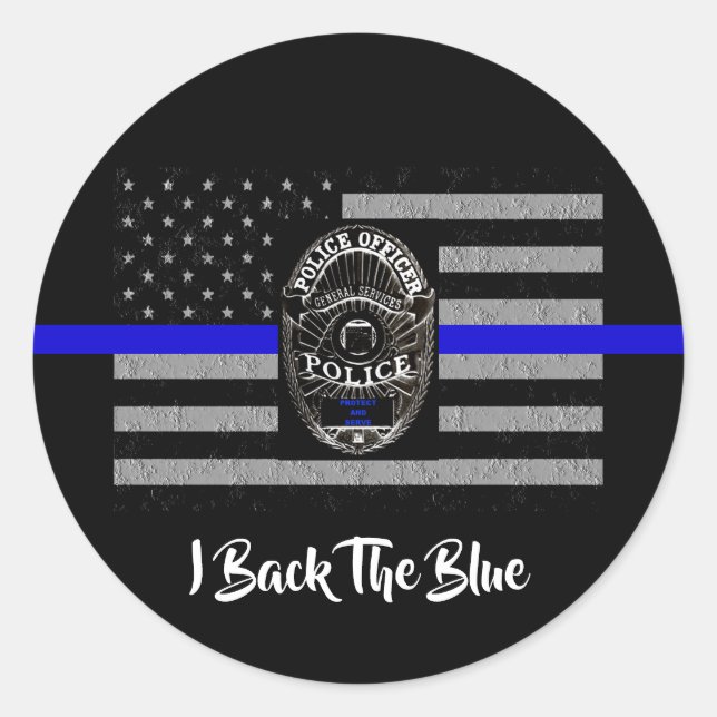 I BACK THE BLUE SUPPORT POLICE STICKER (Front)