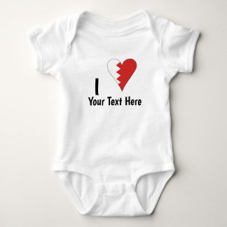 I (Bahraini Heart Flag) Personalized  Baby Bodysuit