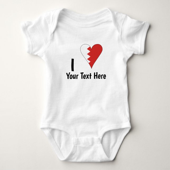 I (Bahraini Heart Flag) Personalized  Baby Bodysuit (Front)