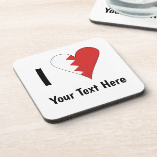 I (Bahraini Heart Flag) Personalized Beverage Coaster