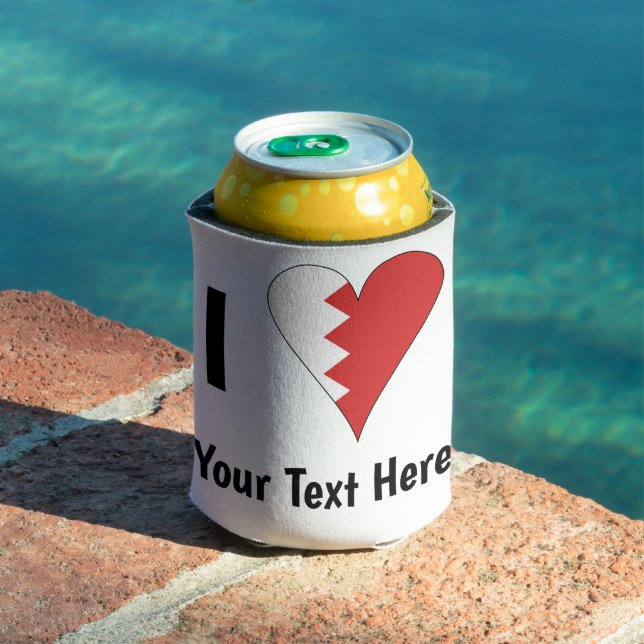 I (Bahraini Heart Flag) Personalized  Can Cooler (In Situ Pool)